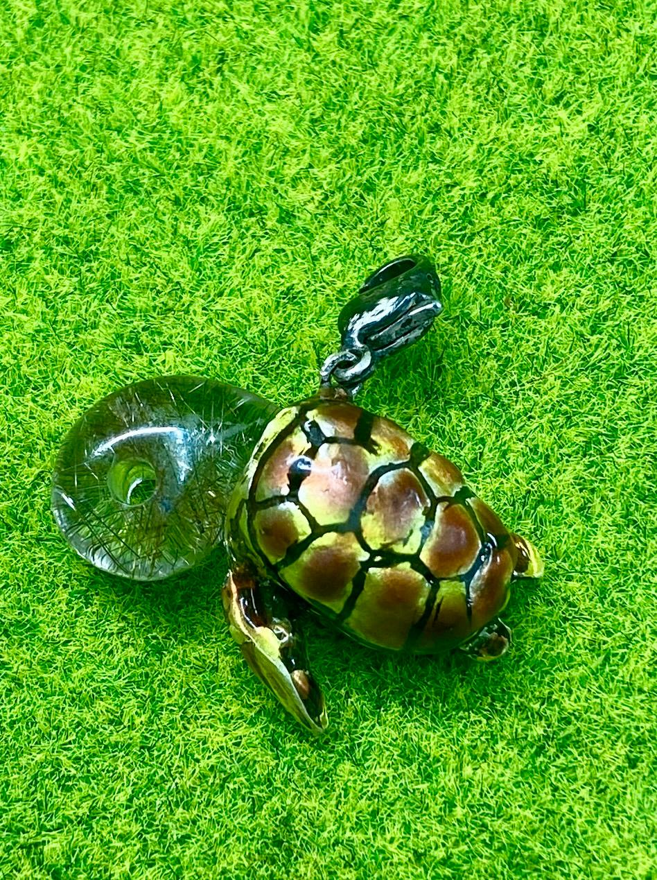 ルチルクオーツ海亀チャーム　　ペイント仕様